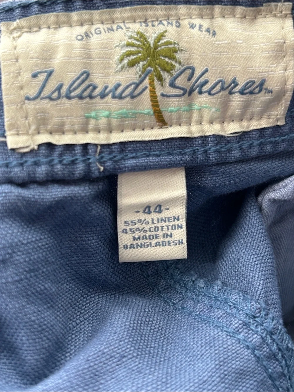 Island Shores Blue Linen Blend Shorts and PGA Tour Khaki Shorts men's size 44
